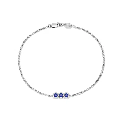Dower & Hall 9k Round 3mm Trio Sapphire Dewdrop Chain Bracelet