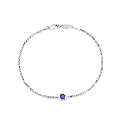Dower & Hall 9k Round 4mm Sapphire Dewdrop Chain Bracelet In Metallic