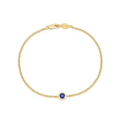 Dower & Hall 9k Round 4mm Sapphire Dewdrop Chain Bracelet