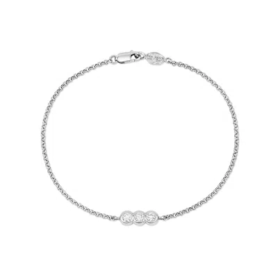 Dower & Hall 9k Round Trio 3mm Diamond Dew Chain Bracelet In Metallic