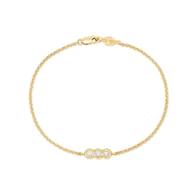 Dower & Hall 9k Round Trio 3mm Diamond Dew Chain Bracelet In Gold