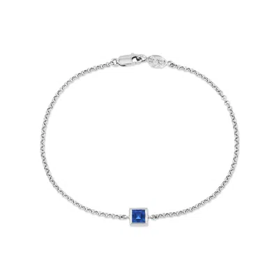Dower & Hall 9k Square 4mm Sapphire Tutti-frutti Chain Bracelet In Metallic