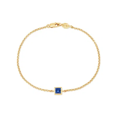 Dower & Hall 9k Square 4mm Sapphire Tutti-frutti Chain Bracelet In Gold