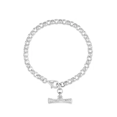 Dower & Hall Adjustable Hammered T-bar Chunky Chain Bracelet In Metallic