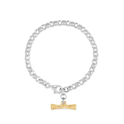 Dower & Hall Adjustable Nomad T-bar™ Chunky Chain Bracelet In Silver,gold