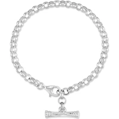 Dower & Hall Adjustable Nomad T-bar Chunky Chain Bracelet In Sterling Silver
