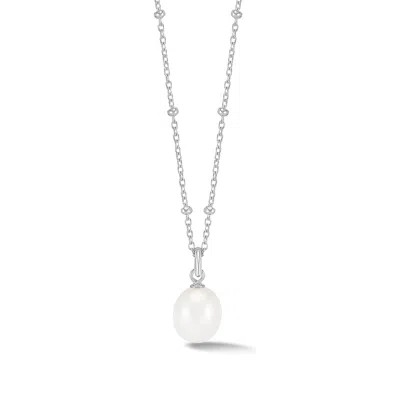 Dower & Hall Adjustable Timeless 8mm Oval White Pearl Pendant In Metallic