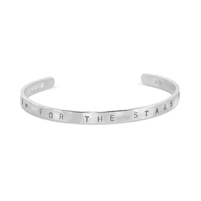Dower & Hall ‘aim For The Stars' Hammered Engraved Nomad Bangle In Gray