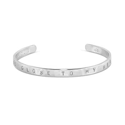 Dower & Hall ‘always Close To My Heart' Hand-stamped Hammered Nomad Bangle In Silver