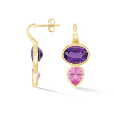 Dower & Hall Amethyst & Pink Topaz Tutti Frutti Earrings In Multi