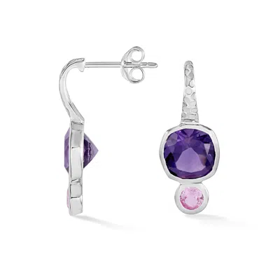 Dower & Hall Amethyst Hammered Hoop Earrings In Purple