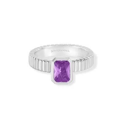 Dower & Hall Amethyst Octagon Humbug Twinkle Ring In Silver,purple