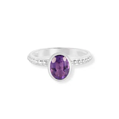 Dower & Hall Amethyst Oval Granular Dotty Twinkle Ring In Purple,silver