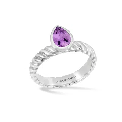 Dower & Hall Amethyst Pear Twist Twinkle Ring In Metallic