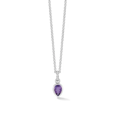 Dower & Hall Amethyst Peardrop Necklace In Silver