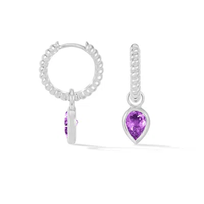 Dower & Hall Amethyst Twist Huggie Charm Hoops In Metallic