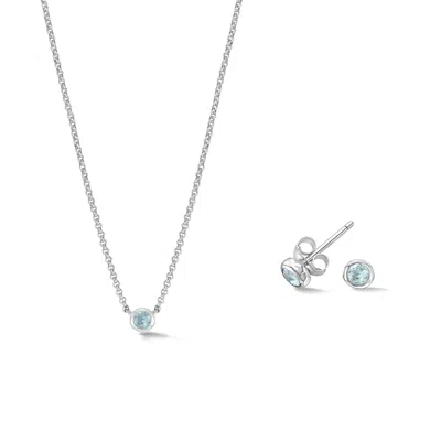 Dower & Hall Aquamarine Dewdrop Necklace And Earring Set In Blue