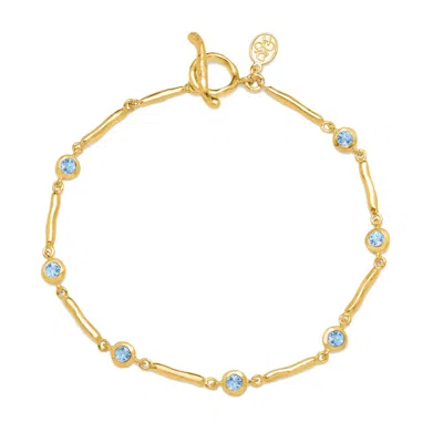 Dower & Hall Aquamarine Dewdrops Link Bracelet In Gray