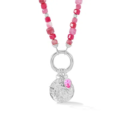 Dower & Hall 'astra' Beaded Narrative™ Talisman Charm Necklace In Silver,gold,pink