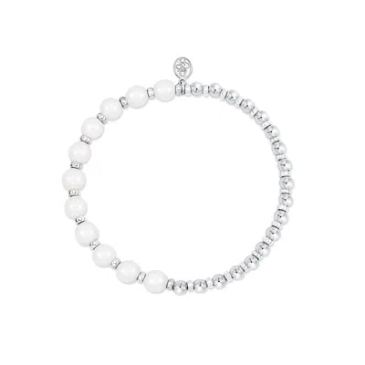 Dower & Hall 'aura' Pearl Misanga Bracelet In White,silver