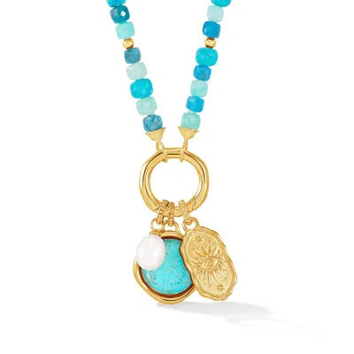 Dower & Hall 'azure' Beaded Narrative™ Talisman Charm Necklace In Gold