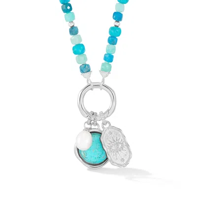 Dower & Hall 'azure' Beaded Narrative™ Talisman Charm Necklace In Multi