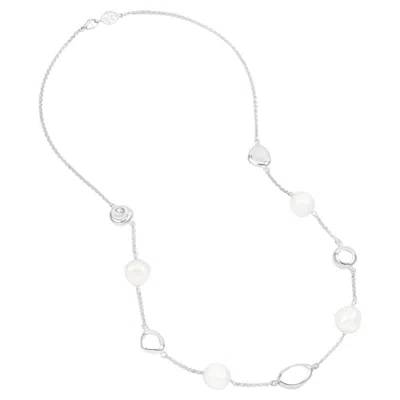 Pre-owned Dower & Hall Baroque Pearl & Pebble Necklace In Sterling Silver In Multi