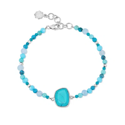Dower & Hall Beaded Turquoise Pebble Bracelet In Blue