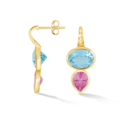 Dower & Hall Blue & Pink Topaz Tutti Frutti Earrings In Multi