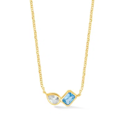 Dower & Hall Blue & White Topaz Duo Tutti Frutti Necklace In Gold