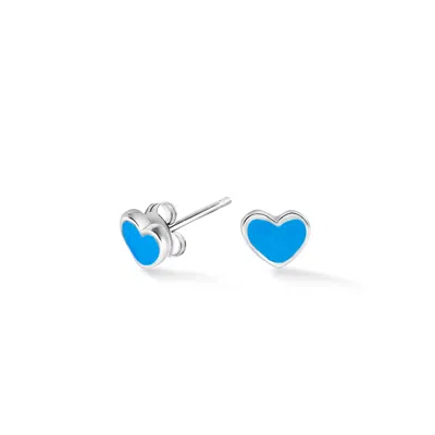 Dower & Hall Blue Enamel Narrative Heart Studs