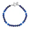 Dower & Hall Blue Men's Mixed Lapis & Disco Balls Bracelet In Sterling Silver In Blue