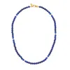 Dower & Hall Blue Men's Mixed Lapis & Disco Balls Necklace In Gold Vermeil In Blue