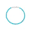 Dower & Hall Blue Men's Turquoise & Halo Bead Bracelet In Sterling Silver In Blue