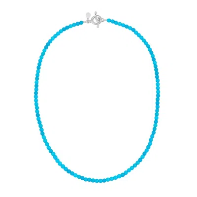 Dower & Hall Blue Mens Turquoise Bead Necklace In Sterling Silver In White