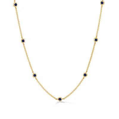 Dower & Hall Blue Sapphire Dewdrop Chain Necklace In Orange