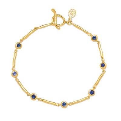 Dower & Hall Blue Sapphire Dewdrops Link Bracelet In Gray