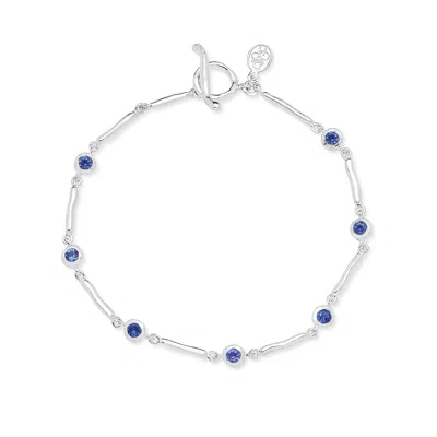 Dower & Hall Blue Sapphire Dewdrops Link Bracelet In Metallic