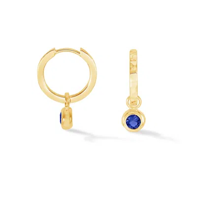 Dower & Hall Blue Sapphire Hammered Huggie Hoops In Gold