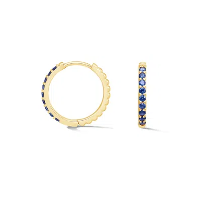 Dower & Hall Blue Sapphire Lumiere Huggie Hoops In Gold