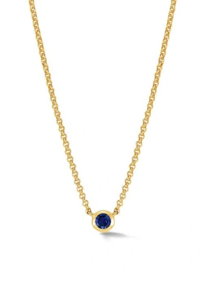 Dower & Hall Blue Sapphire Round Dewdrop Pendant In Gold
