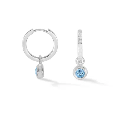 Dower & Hall Blue Topaz Hammered Huggie Hoops In Silver