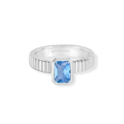 Dower & Hall Blue Topaz Octagon Humbug Twinkle Ring In Silver,blue