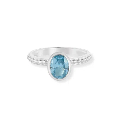 Dower & Hall Blue Topaz Oval Granular Dotty Twinkle Ring In Silver