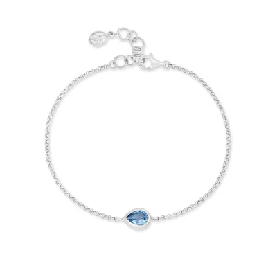 Dower & Hall Blue Topaz Pear Chain Bracelet In Metallic