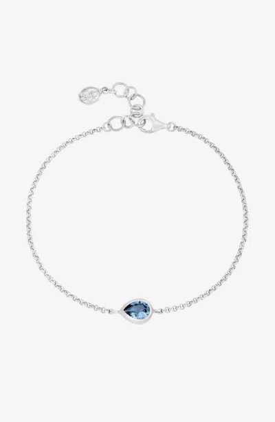 Dower & Hall Blue Topaz Pear Chain Bracelet In Metallic