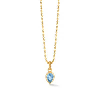 Dower & Hall Blue Topaz Peardrop Necklace In Gold