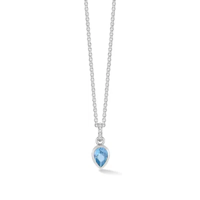 Dower & Hall Blue Topaz Peardrop Necklace In White