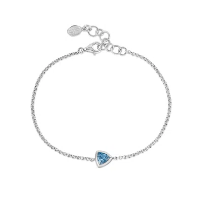 Dower & Hall Blue Topaz Trillion Chain Bracelet In Silver