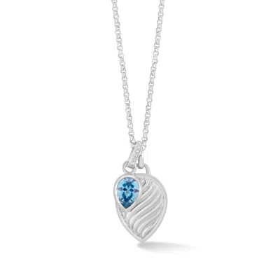 Dower & Hall Blue Topaz Twist Peardrop Necklace In Metallic